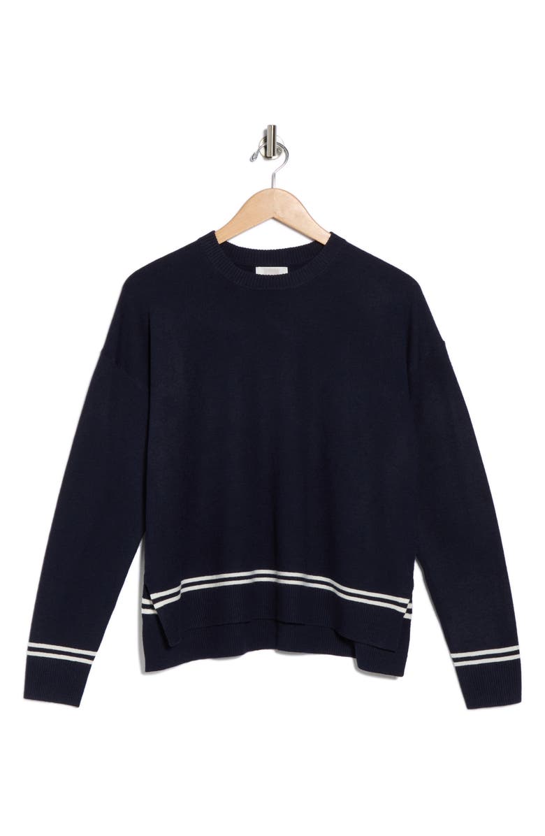 NORDSTROM RACK Tipped Crewneck Sweater, Alternate, color, Navy- Ivory Tipping