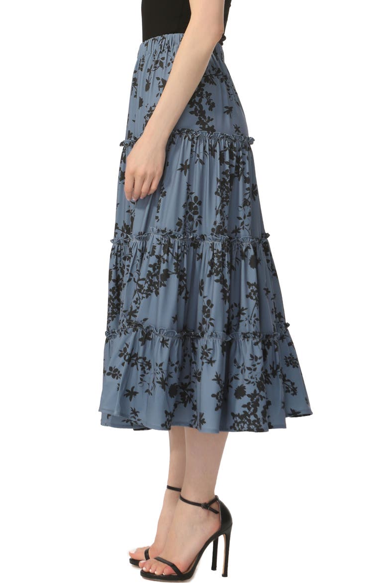 Women's Tiered Midi Skirt, Alternate, color, Navy