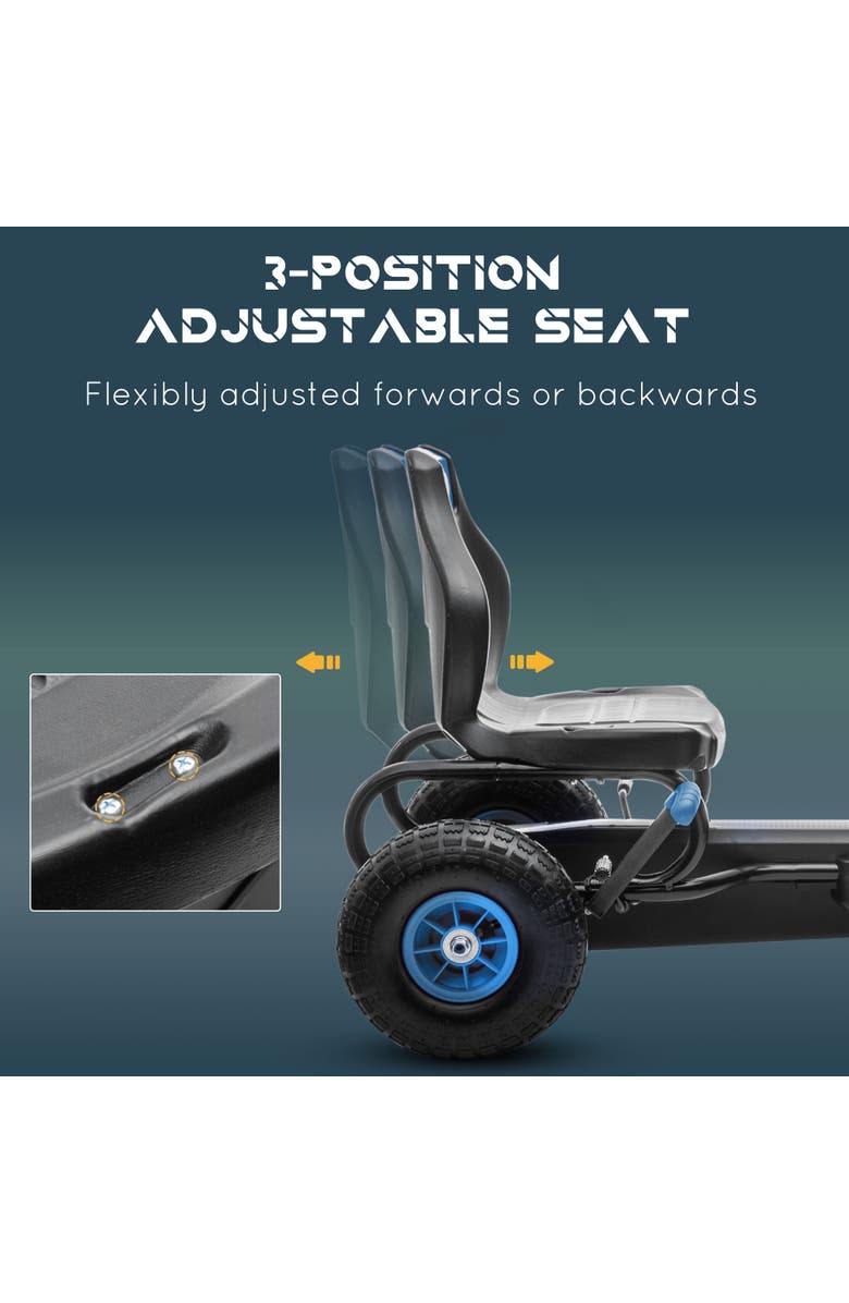 Aosom Ergonomic Pedal Go Kart with Wear-Resistant Tread, Alternate, color, Blue