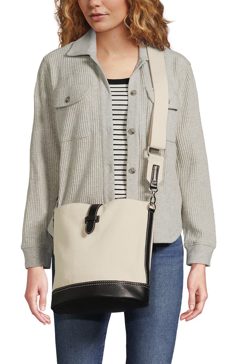 Lands' End Canvas and Faux Leather Crossbody Bag, Main, color,