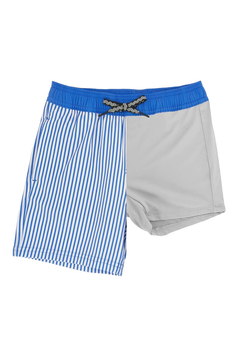 Kids' Pinstripe Volley Swim Trunks, Alternate, color, MARINA BLUE