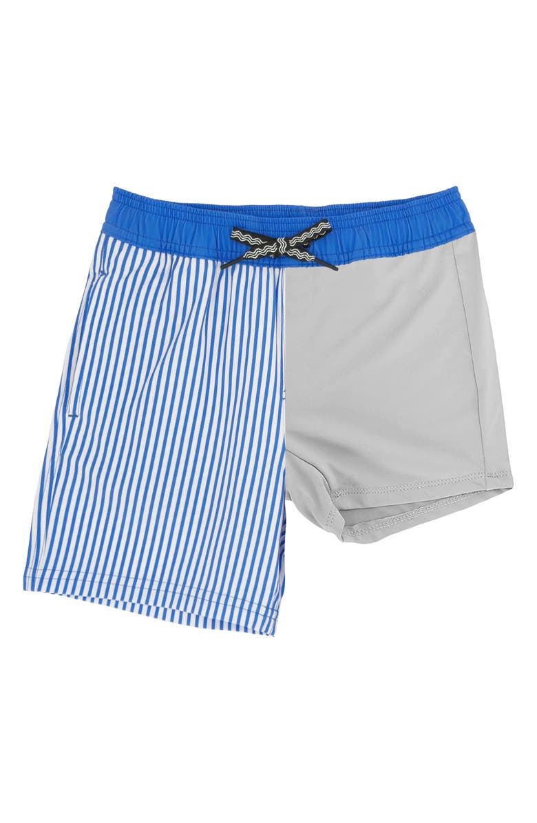 Feather 4 Arrow Kids' Pinstripe Volley Trunks, Alternate, color, Marina Blue