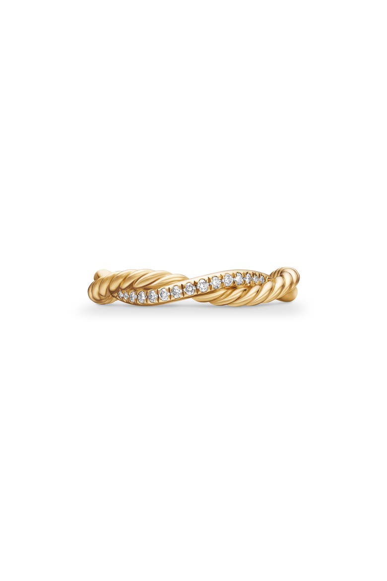 Petite Infinity Twisted Ring in 18K Yellow Gold with Pavé Diamonds, Main, color, DIAMOND/ YELLOW GOLD