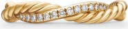 David Yurman Petite Infinity Twisted Ring in 18K Yellow Gold with Pavé Diamonds