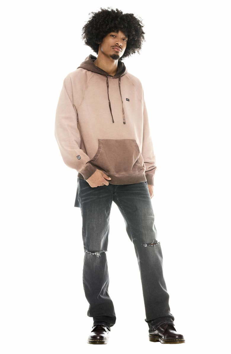 Cult of Individuality Distressed Two-Tone Hoodie, Alternate, color, Vintage Brown