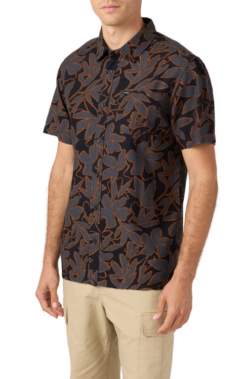 O'neill O'riginals Eco Print Standard Fit Short Sleeve Button-up Shirt In Black