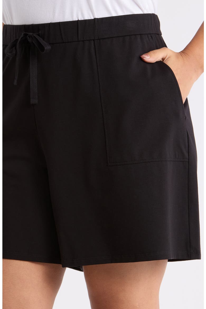 Stretch Organic Cotton Drawstring Shorts, Alternate, color, BLACK