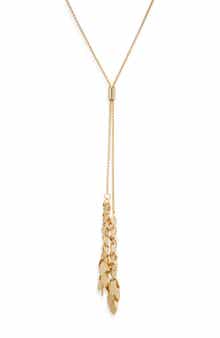 NORDSTROM RACK Leaf Tassel Lariat Necklace