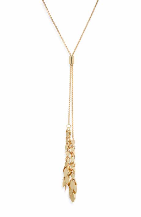NORDSTROM RACK Leaf Tassel Lariat Necklace