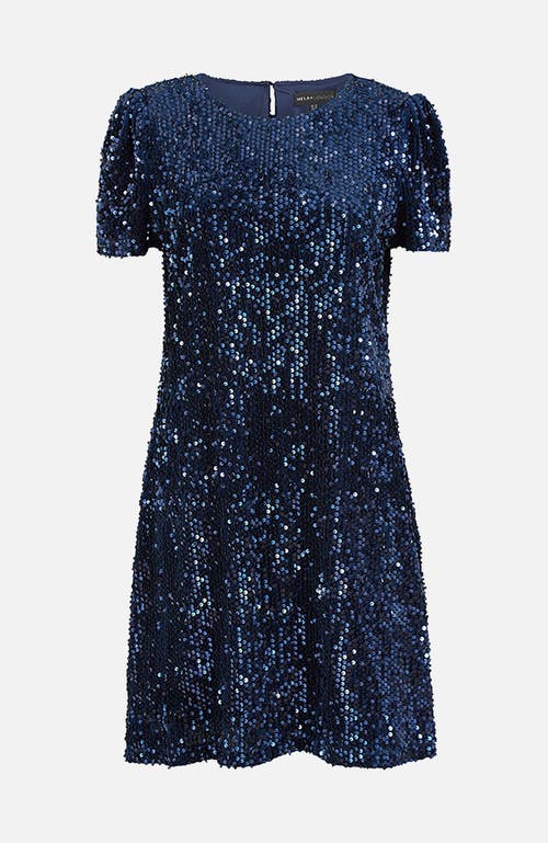 Yumi Sequin Tunic Mini Dress In Blue