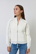 Central Park West Ophelia Faux Leather X Crochet Bomber Jacket