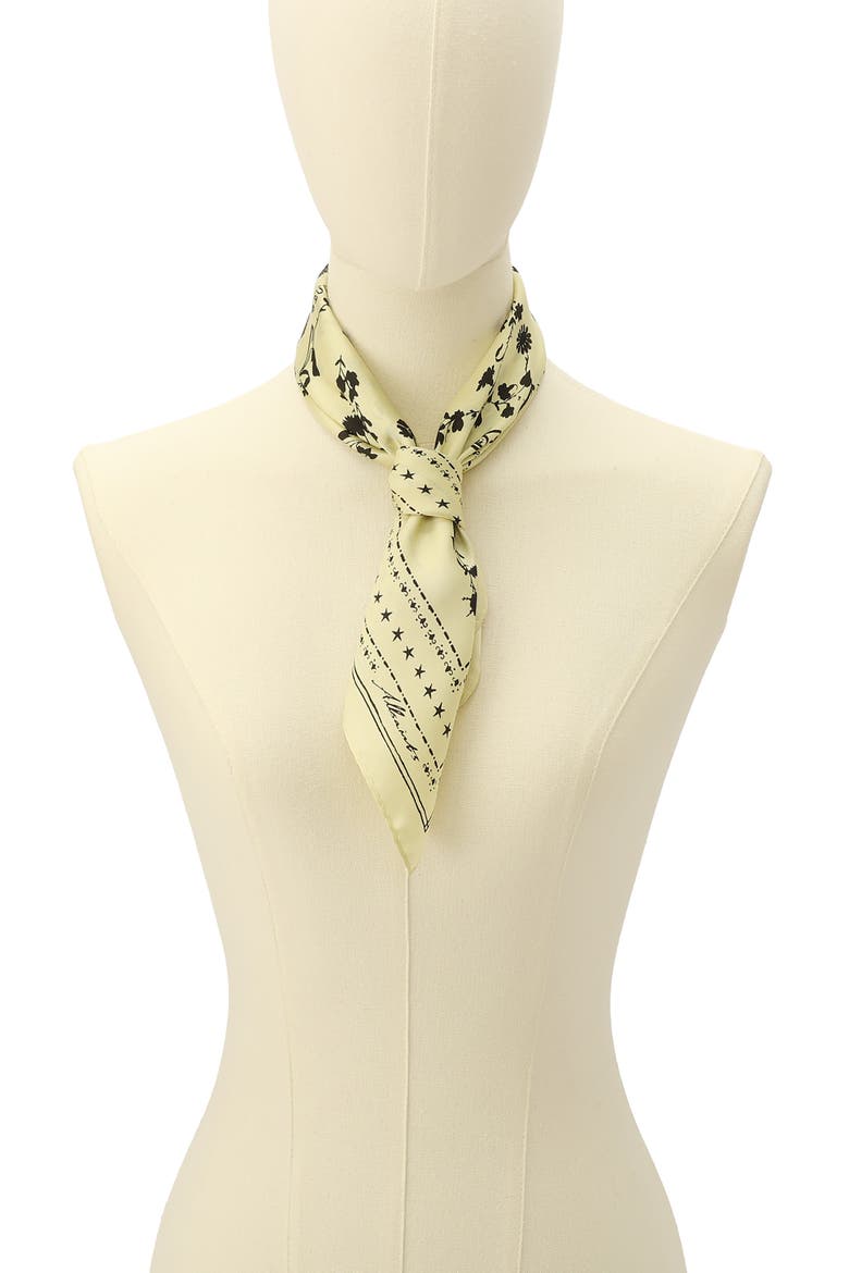 Fleur De Lis Silk Bandana, Alternate, color, HAY YELLOW
