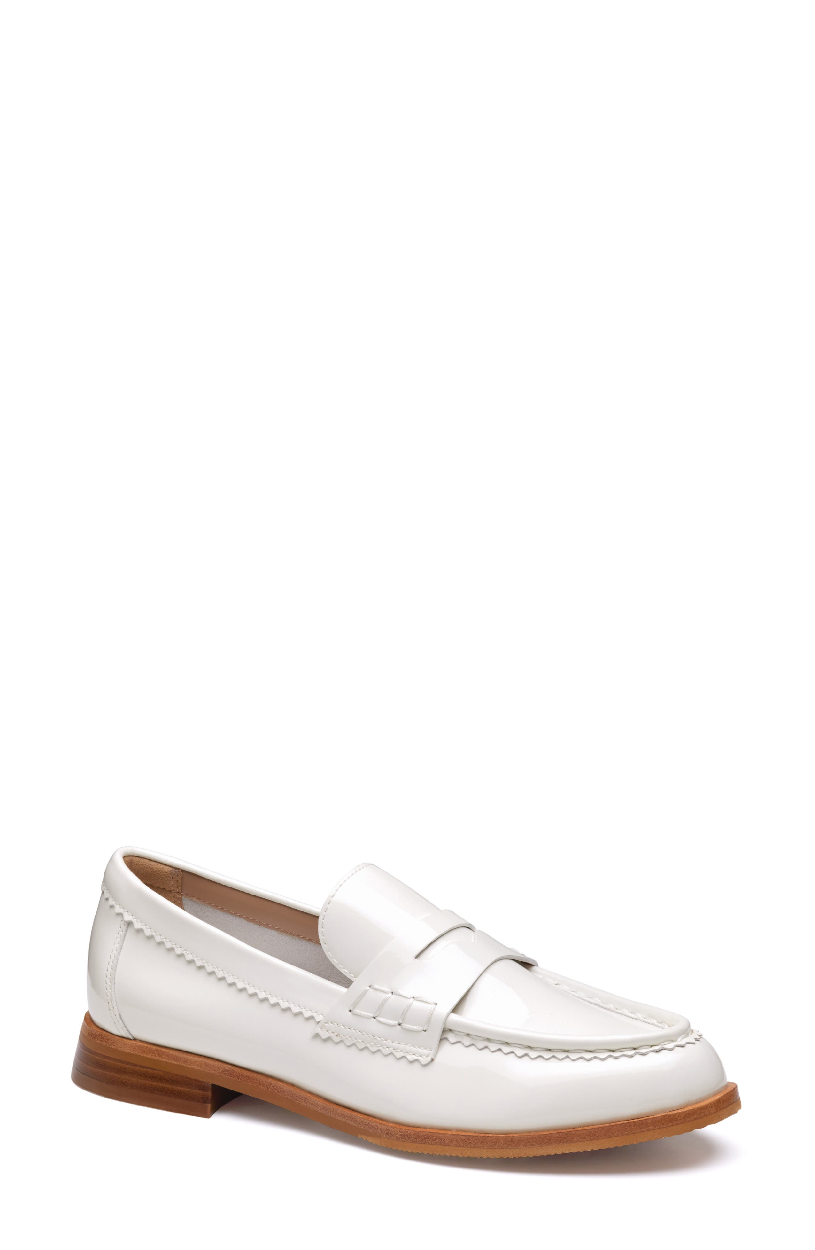 Johnston 
Murphy Gillian Patent Leather Penny Loafer, Main, color, White Patent Leather