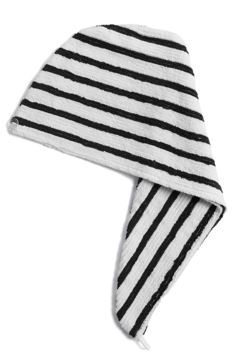 Parachute Resort Stripe Organic Cotton Hair Wrap, Main, color, Plaster With Soft Black