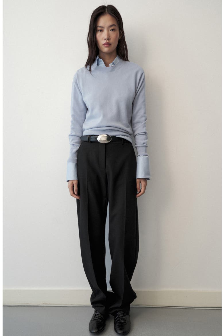 Round Neck Wool Sweater, Alternate, color, SKY BLUE