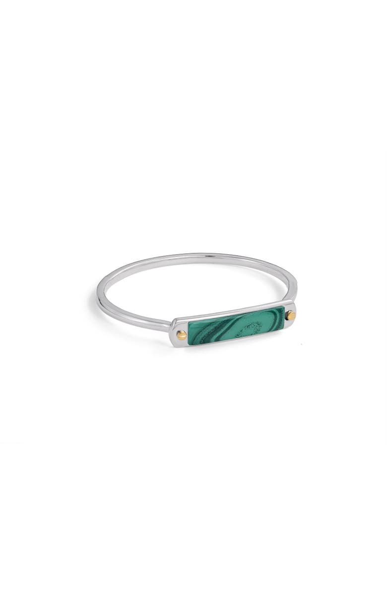 LuvMyJewelry Small ID Malachite Sterling Silver Men Cuff Bracelet, Main, color, Silver