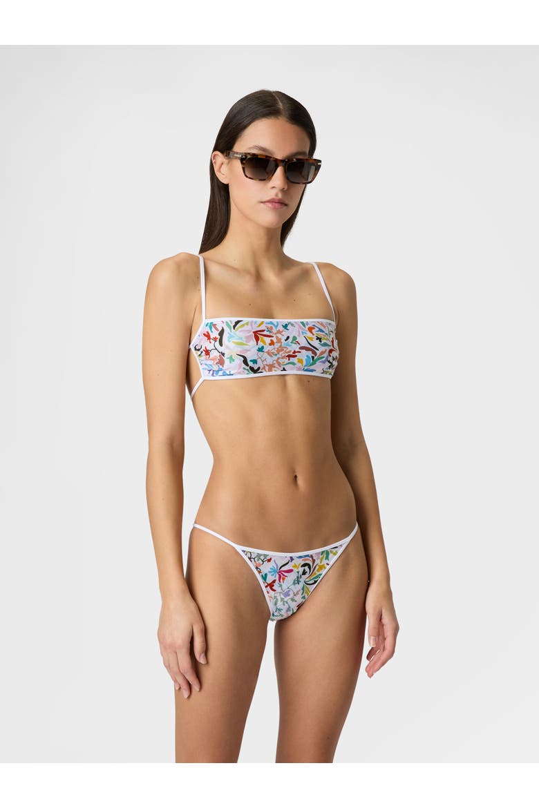 Bralette Bikini In Printed Stretch Fabric, Alternate, color, Multicoloured