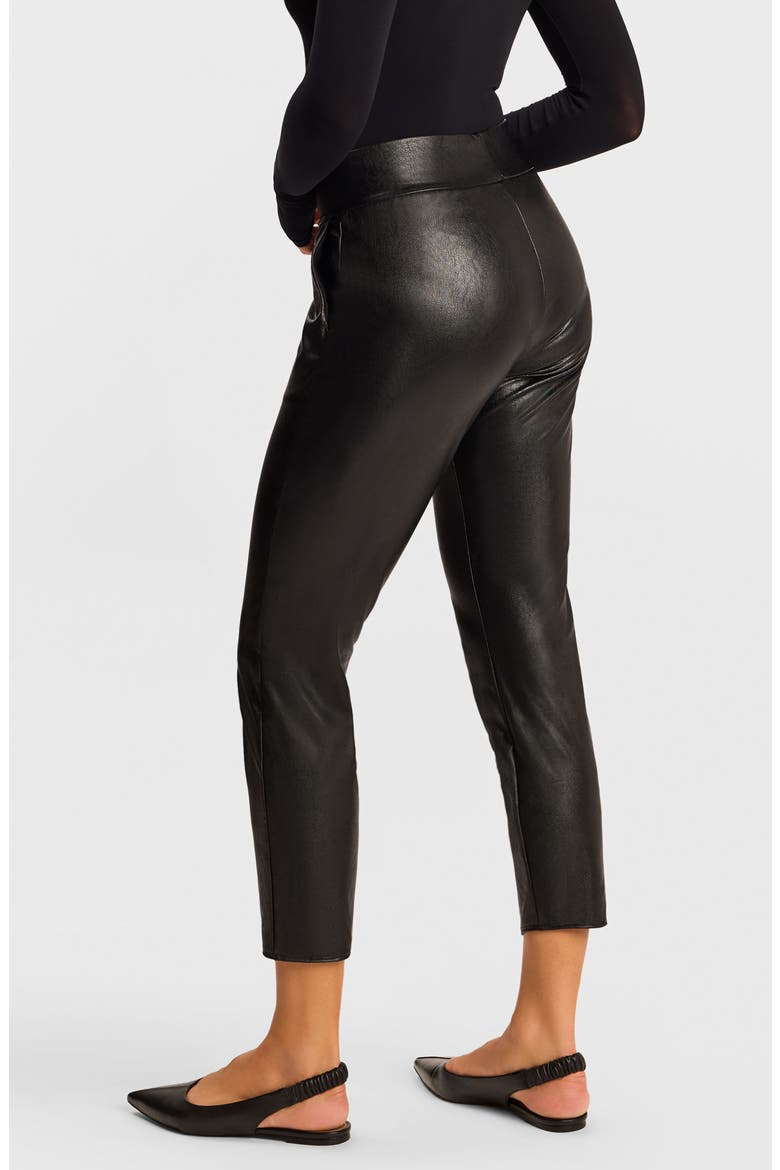 Faux Leather Cigarette Pants, Alternate, color, BLACK