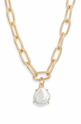 Paperclip Faux Pearl Necklace