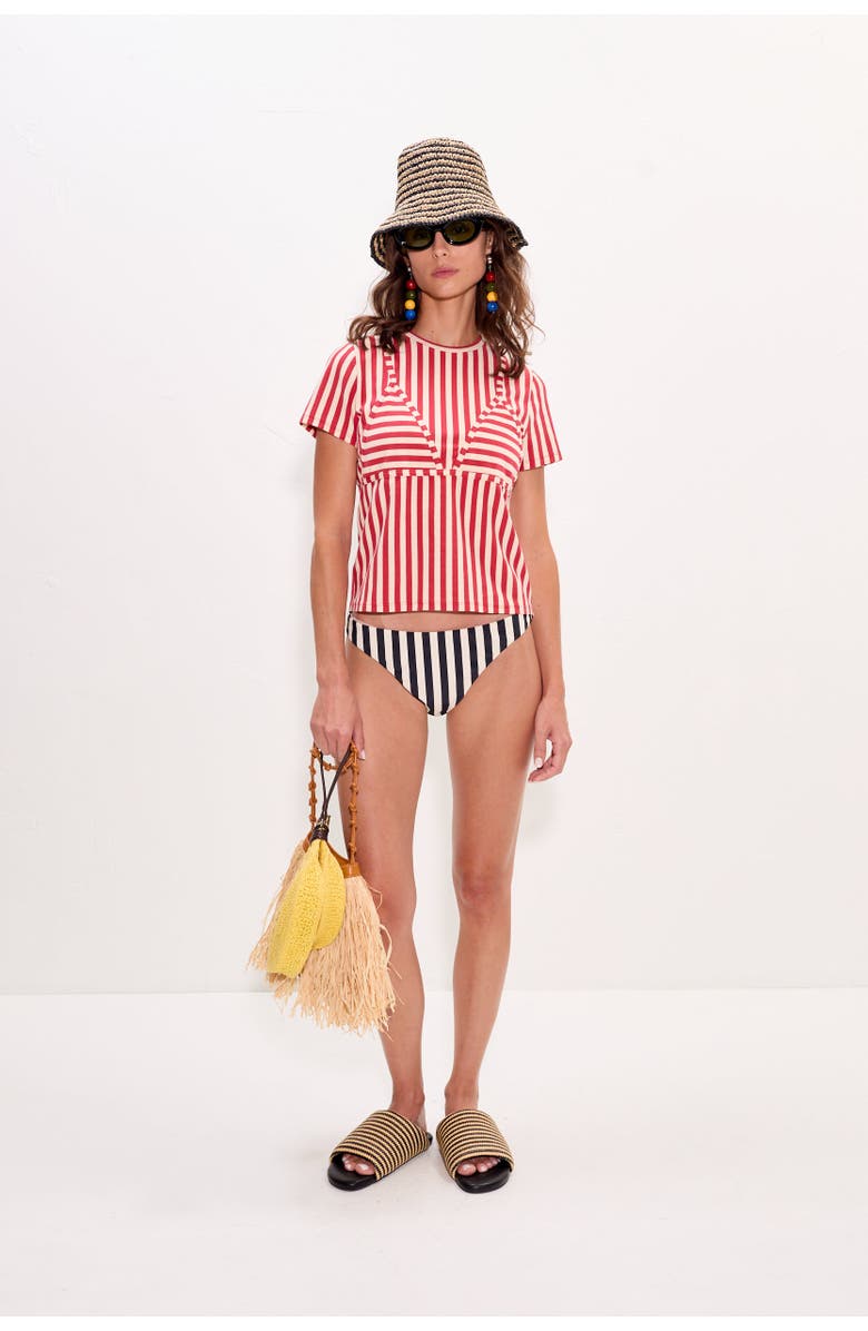 SIMONMILLER Kini Striped T-shirt, Alternate, color, Venetian Red Stripe