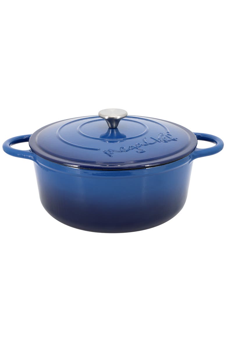 6.35 Quart Round Enameled Cast Iron Dutch Oven, Main, color, Dark Blue