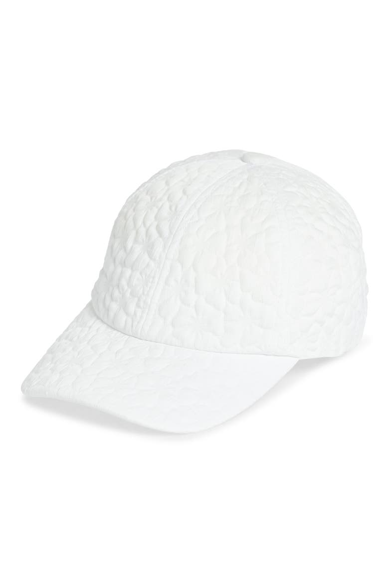 Floral Crepe Baseball Cap, Main, color, WHITE