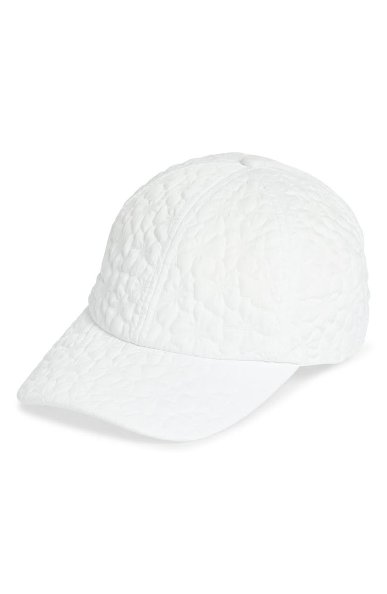 Melrose and Market Floral Crepe Baseball Cap, Main, color, White