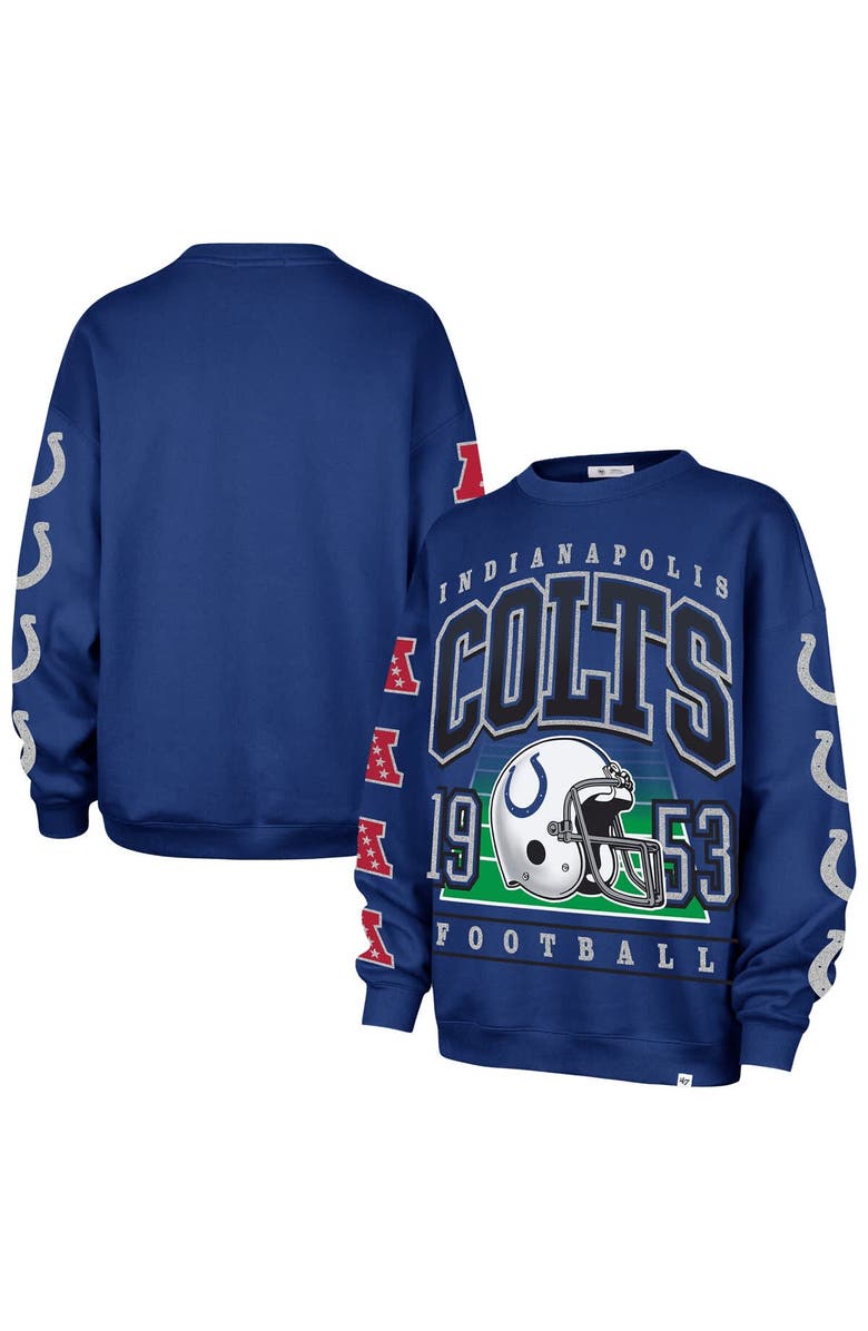 '47 Women's '47 Royal Indianapolis Colts Go Big Oversized Pullover Sweatshirt, Main, color, Royal