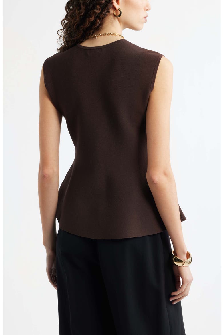 Sleeveless Peplum Sweater, Alternate, color, BROWN COFFEE