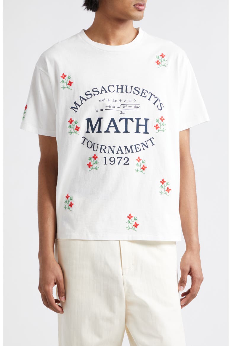 Tournament Embroidered Floral Graphic T-Shirt, Main, color, CREAM