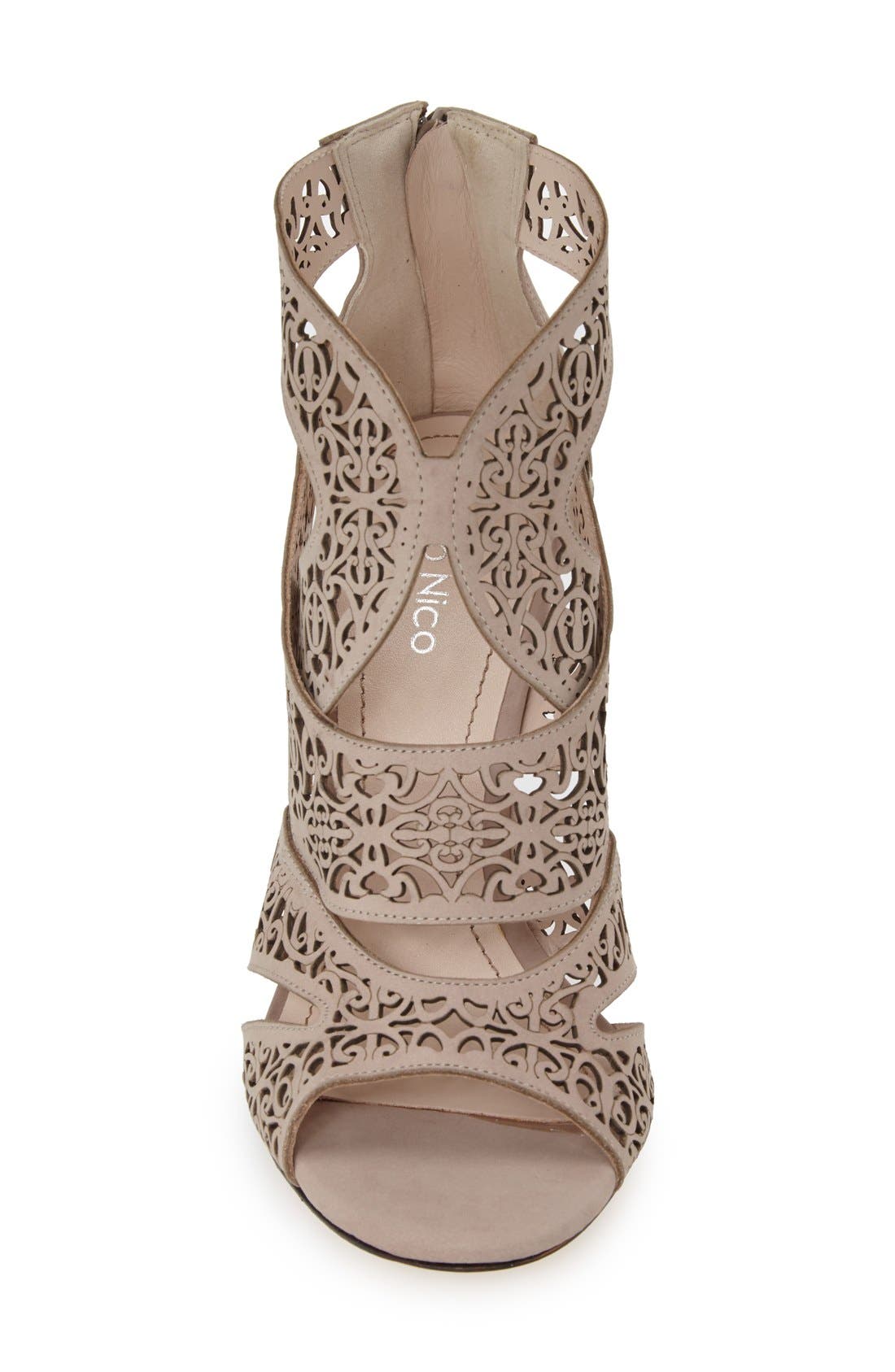 'Mallorca' Laser Cutout Sandal, Alternate, color, TAUPE LEATHER