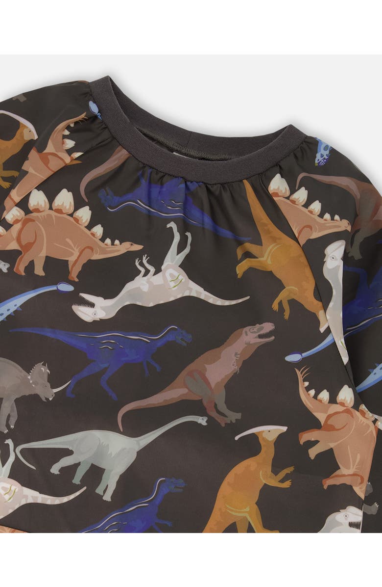 Deux par Deux School Apron Dinosaur, Alternate, color, Black