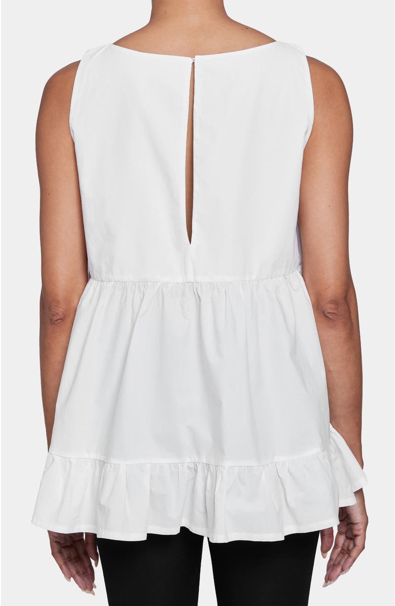 Santorelli JOY Sleeveless Ruffle Top in Cotton Poplin, Alternate, color, White