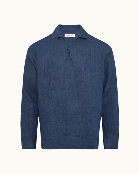 Vincent Linen Relaxed Fit Linen Long Sleeve Overhead Shirt