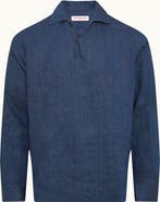Orlebar Brown Vincent Linen Relaxed Fit Linen Long Sleeve Overhead Shirt