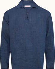 Orlebar Brown Vincent Linen Relaxed Fit Linen Long Sleeve Overhead Shirt