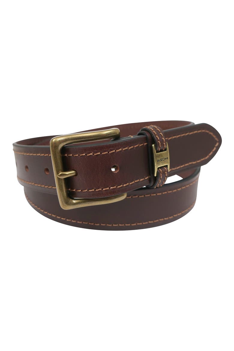 Leather Belt, Main, color, BROWN