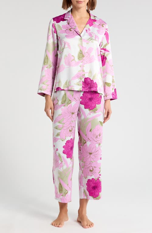 Natori Croisette Floral Matte Satin Pajamas In Pink Multi