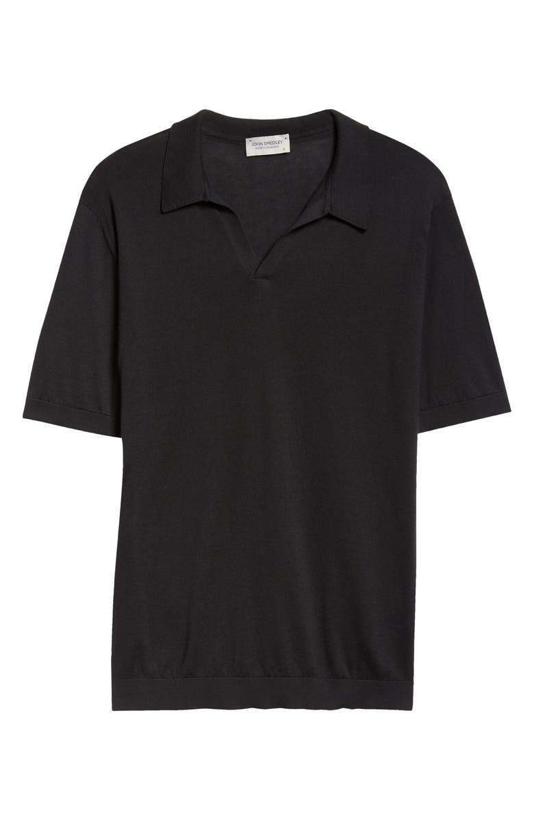 John Smedley Men's Noah Johnny Collar Sweater Polo, Alternate, color, Black