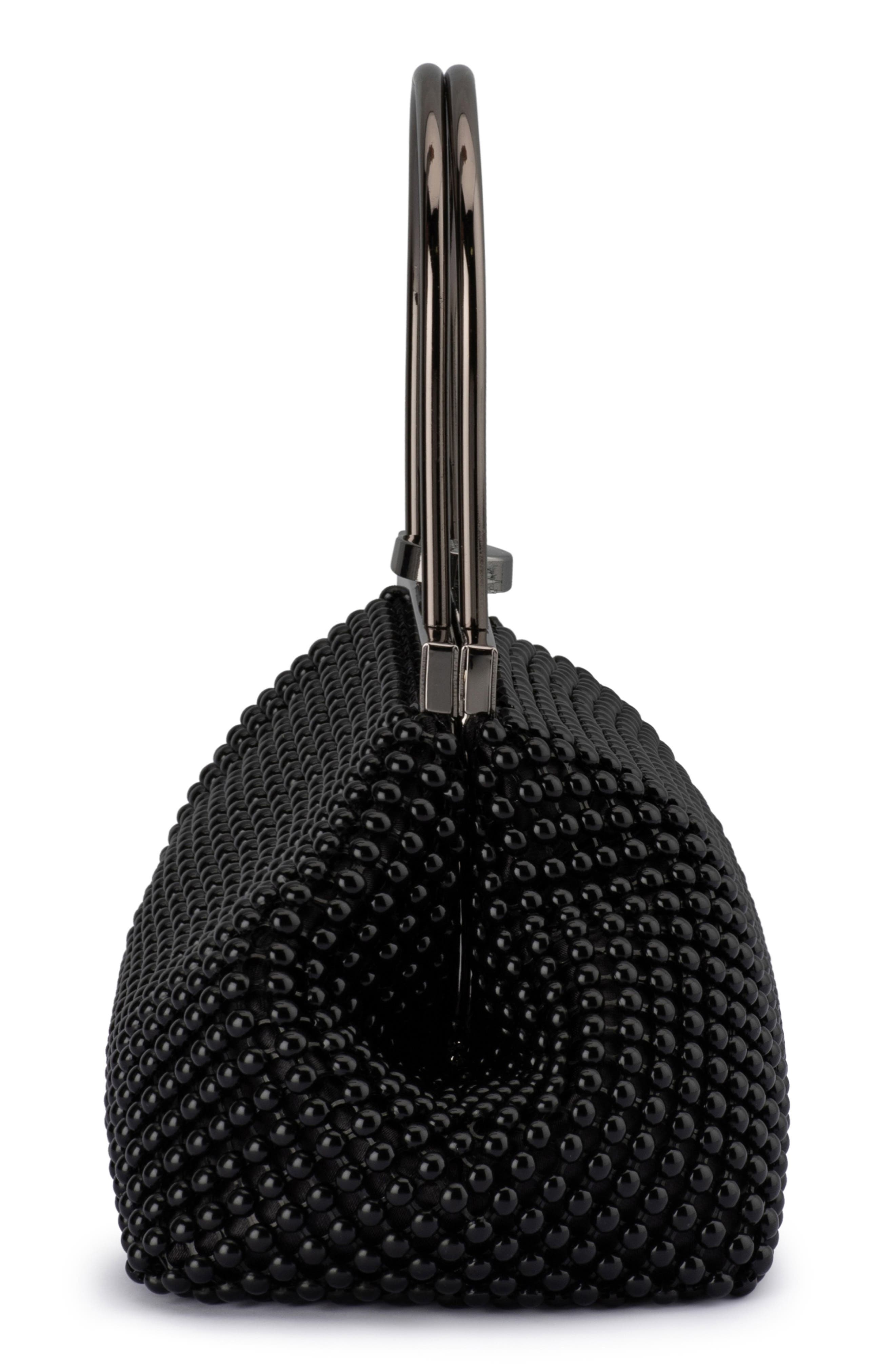 Olga Berg Mimi Ball Mesh Frame Bag, Alternate, color, Black