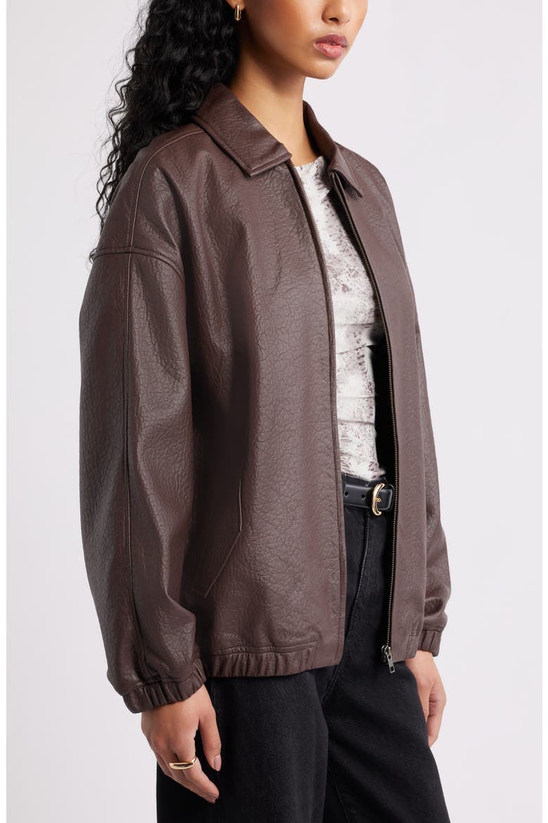 Oversize Faux Leather Jacket, Alternate, color, BROWN SEAL