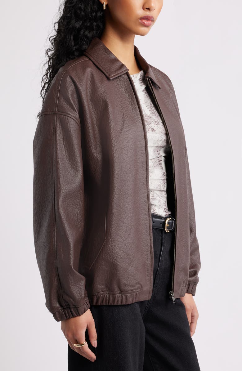 Open Edit Oversize Faux Leather Jacket, Alternate, color, Brown Seal