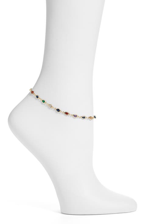 Rainbow Crystal Station Anklet