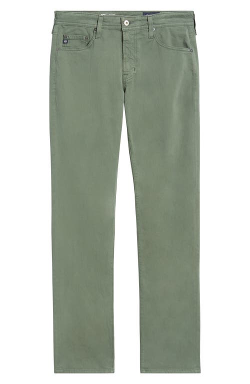 Ag Everett Sueded Stretch Sateen Slim Straight Leg Pants In Green