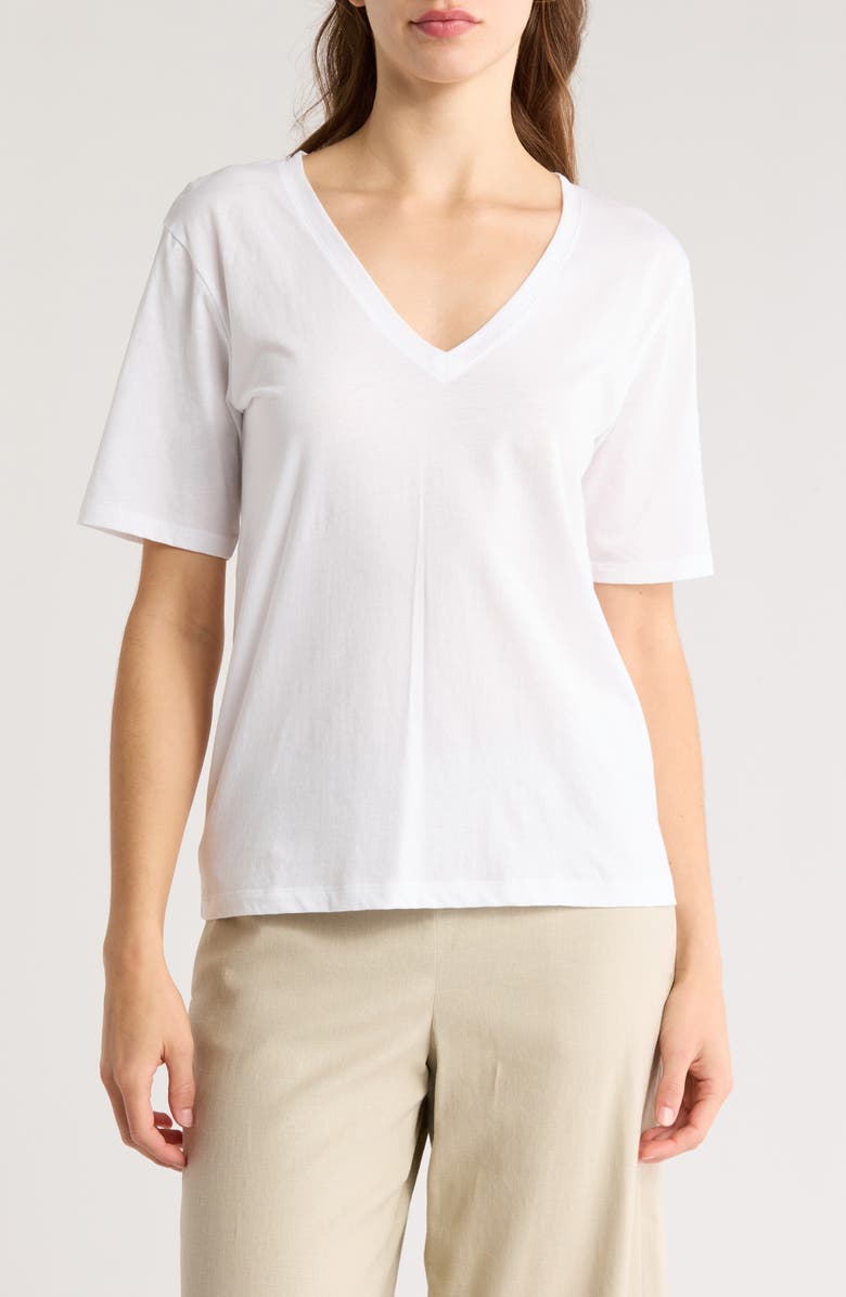 Vince V-Neck Elbow Sleeve T-Shirt, Main, color, 