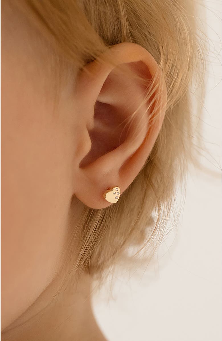 In Season Jewelry 14k Sweet Heart Encrusted Earrings, Alternate, color, 