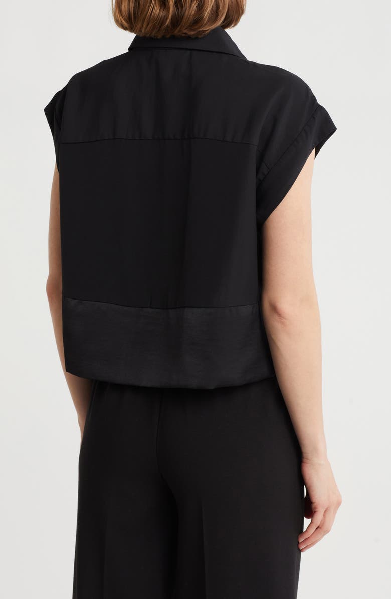 DKNY Short Sleeve Satin Button-Up Shirt, Alternate, color, 