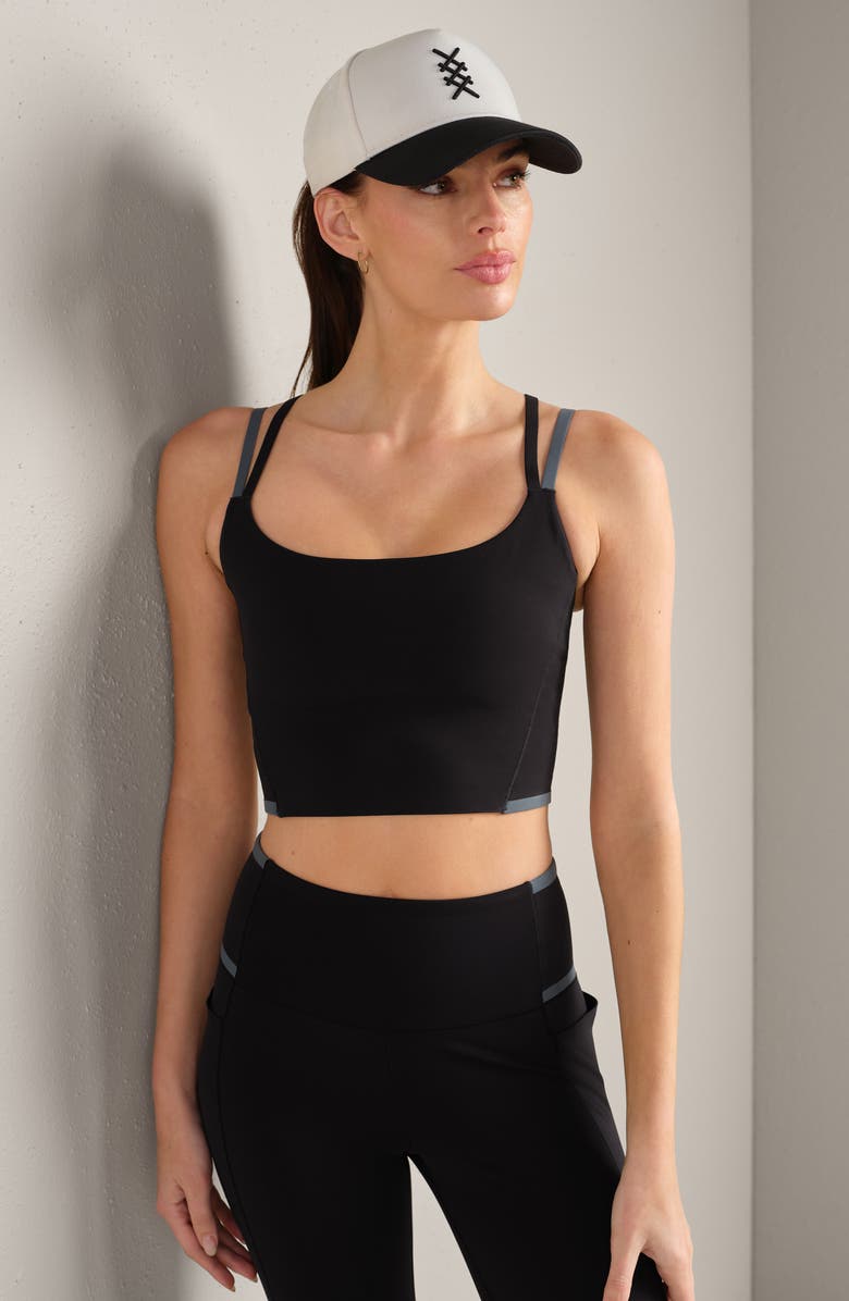 Rhone Instinct Contrast Longline UPF 50+ Sports Bra, Alternate, color, Pure Black