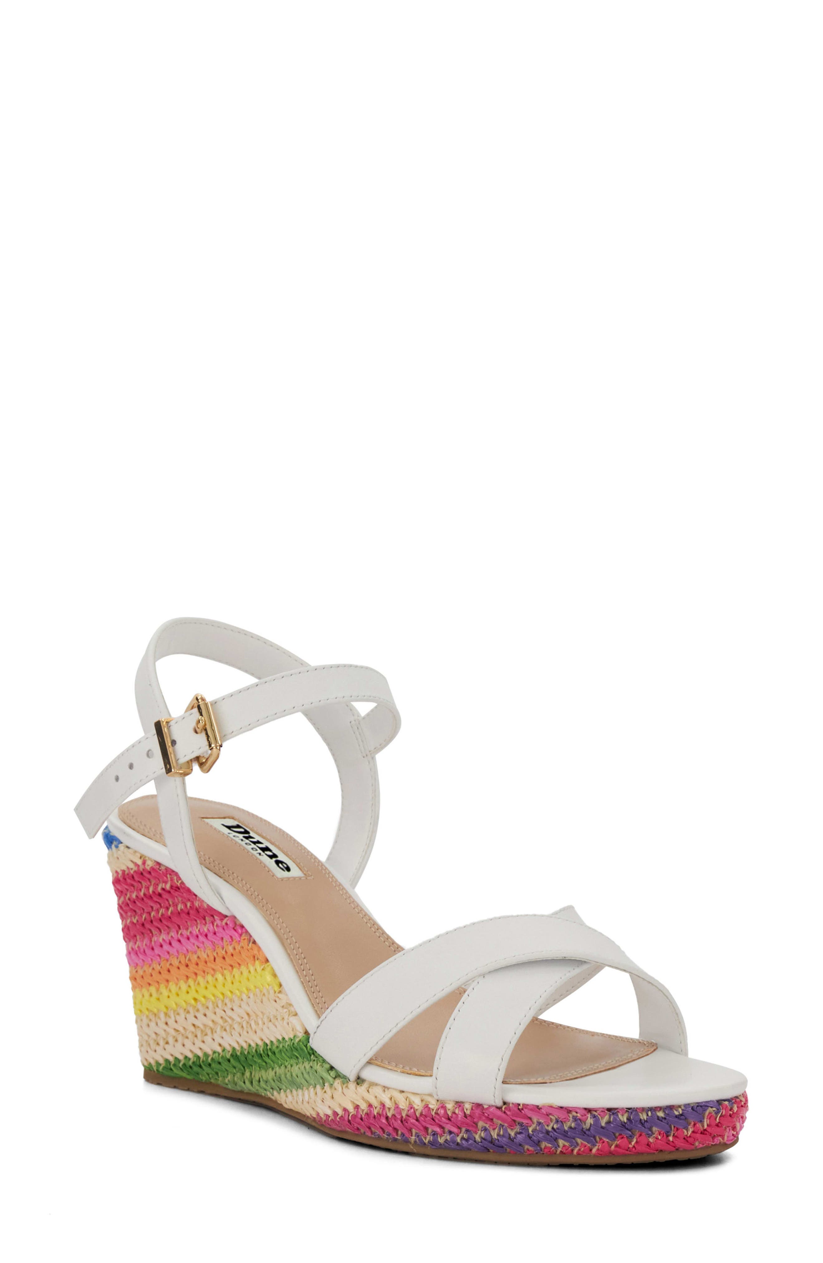 Dune London Kyrin Wiven Rainbow Wedge Sandal, Main, color, 