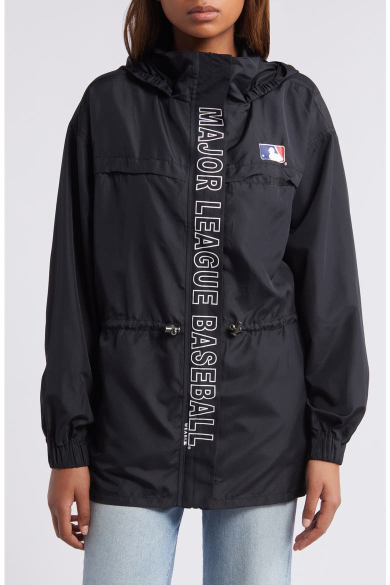 Women's WEAR by Erin Andrews Black MLB Merchandise Full-Zip Windbreaker Hoodie Jacket, Alternate, color, Black